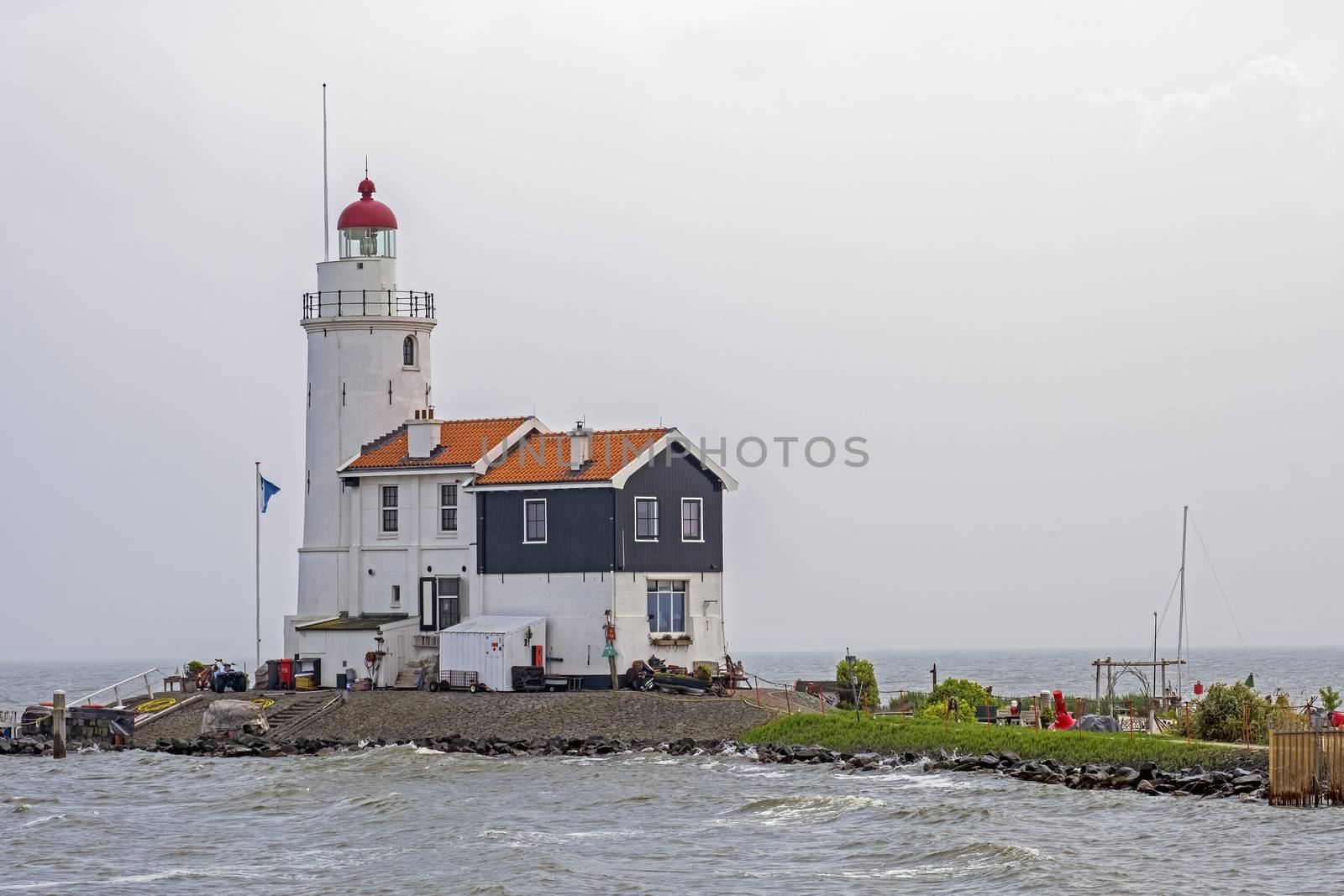 Traditional lighthouse 'Het Paard van Marken' in Marken the Netherlands