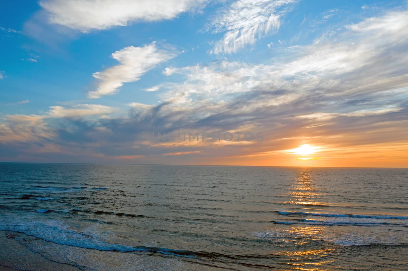 Aerial from Praia Vale Figueiras in Portugal at sunset