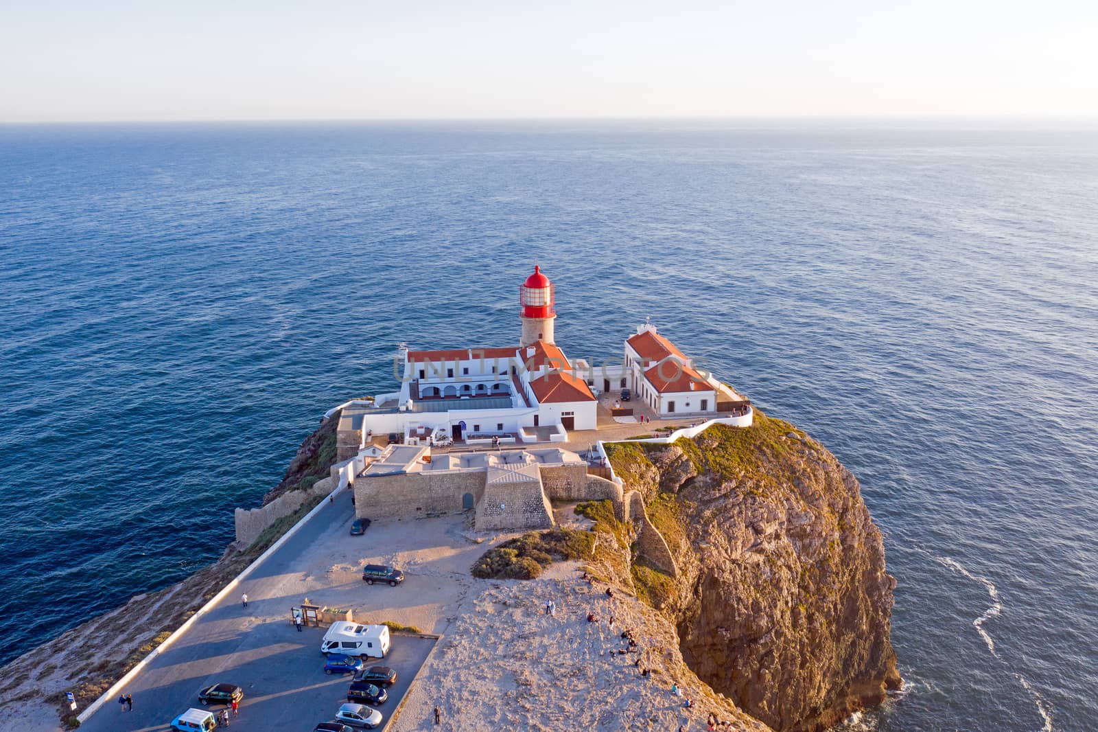 Aerial from the lighthouse Cabo Vicente near Sagres in Portugal
