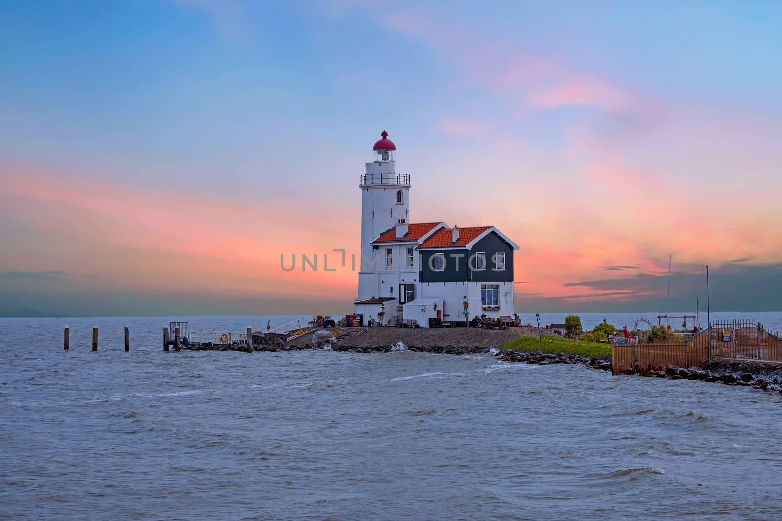 Traditional lighthouse 'Het Paard van Marken' in Marken the Netherlands