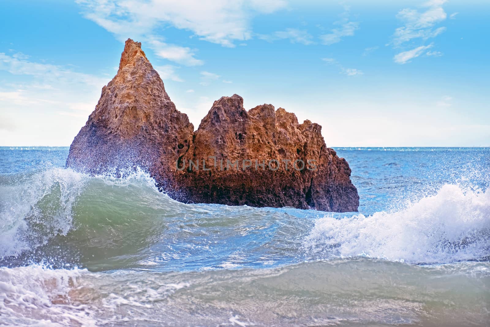 Natural rocks at praia Tres Irmaos in Alvor Algarve Portugal