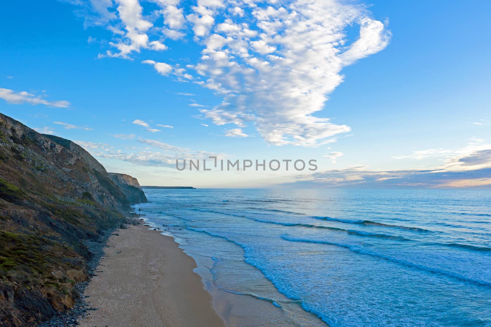 Aerial from a beautiful beach at the westcoast in Portugal