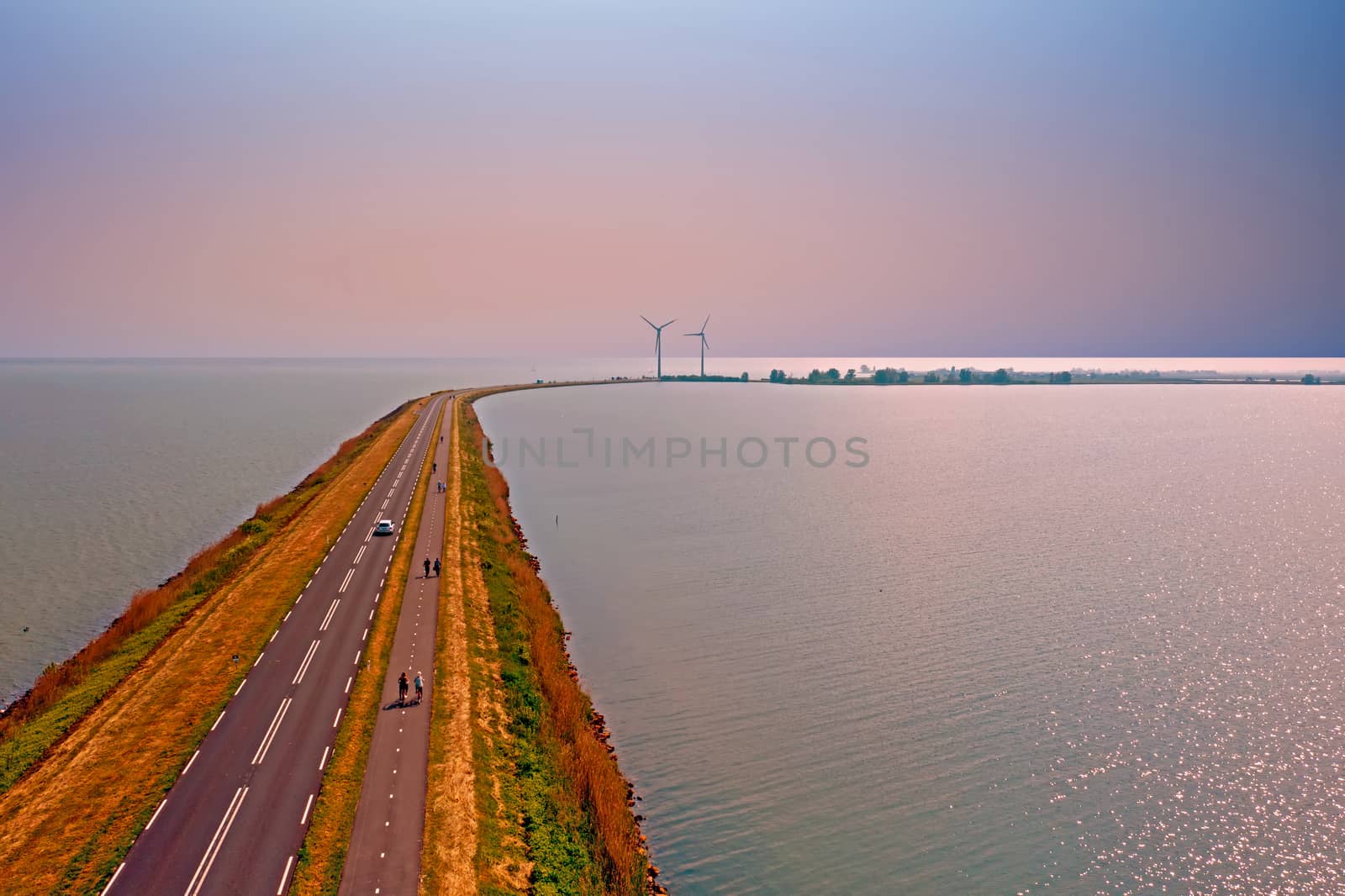 Aerial from the Dyke to Marken in the Netherlands