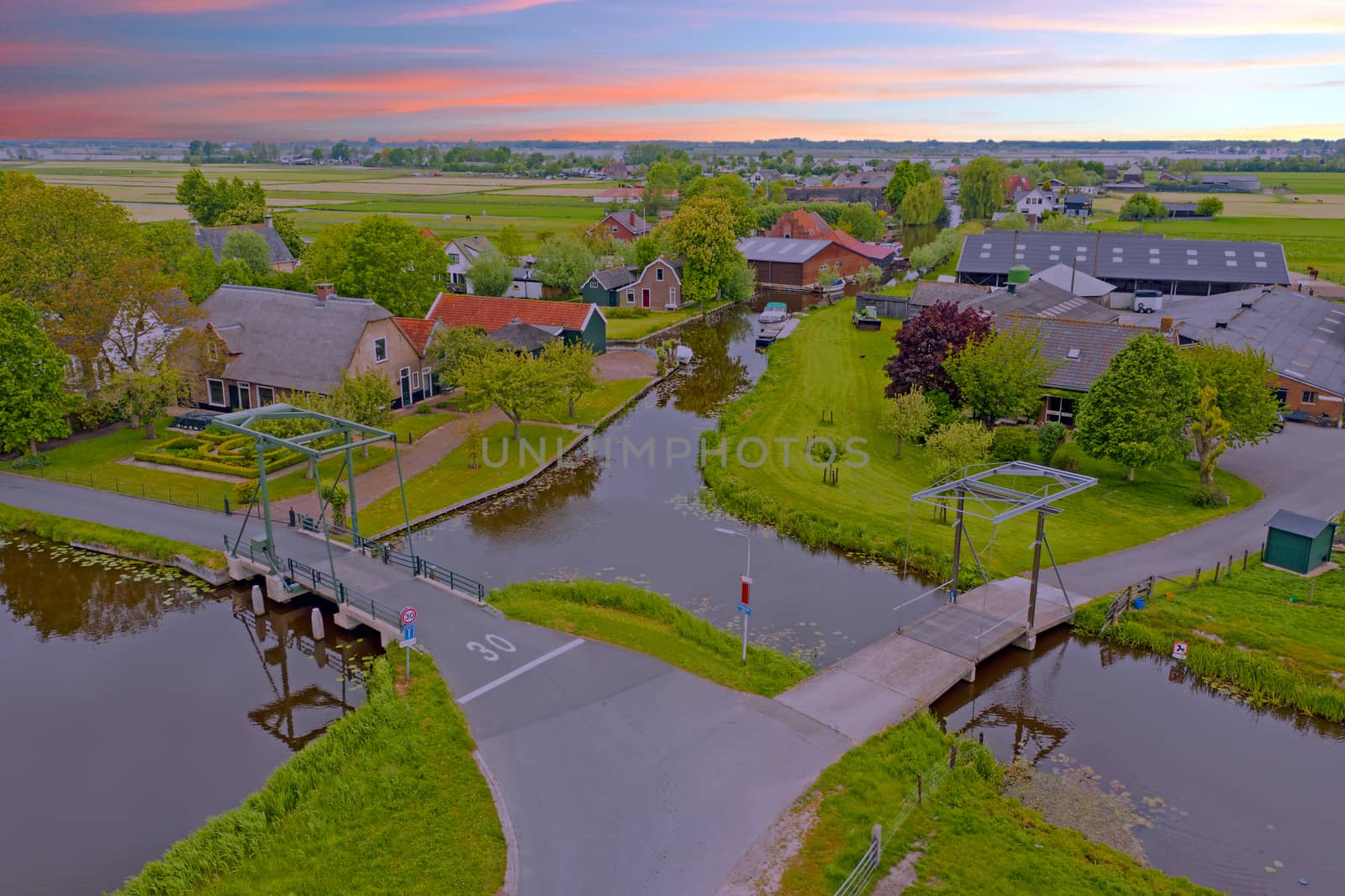 Aerial from the village Zevenhuizen in the countryside from the  by devy