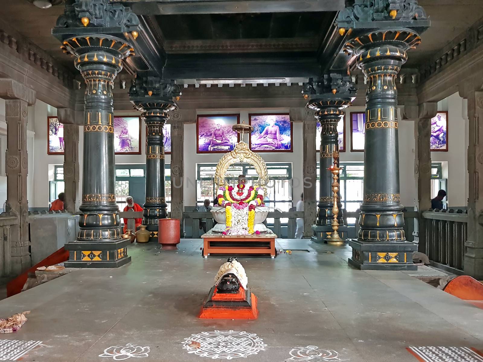 Tiruvanamalai, India - December 8, 2018: Interior from the Sri Ramana Maharshi in the Ashram in Tiruvanamalai India
