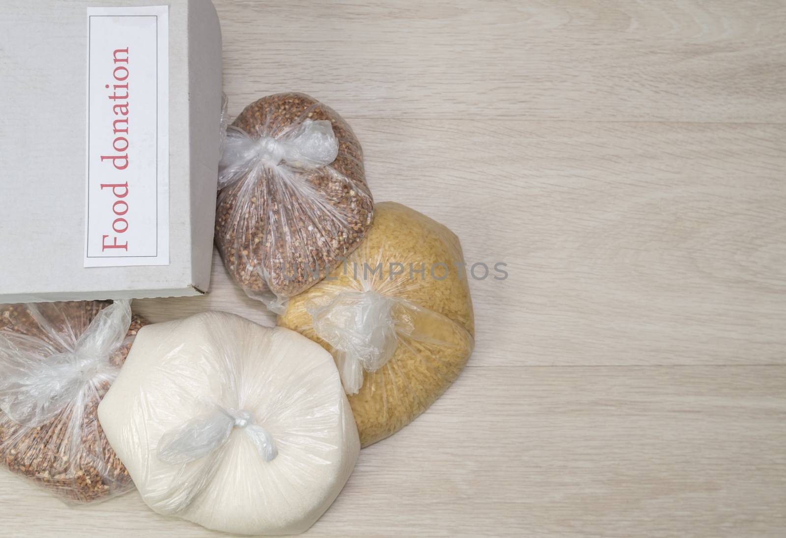 flat lay box with long term food supplies