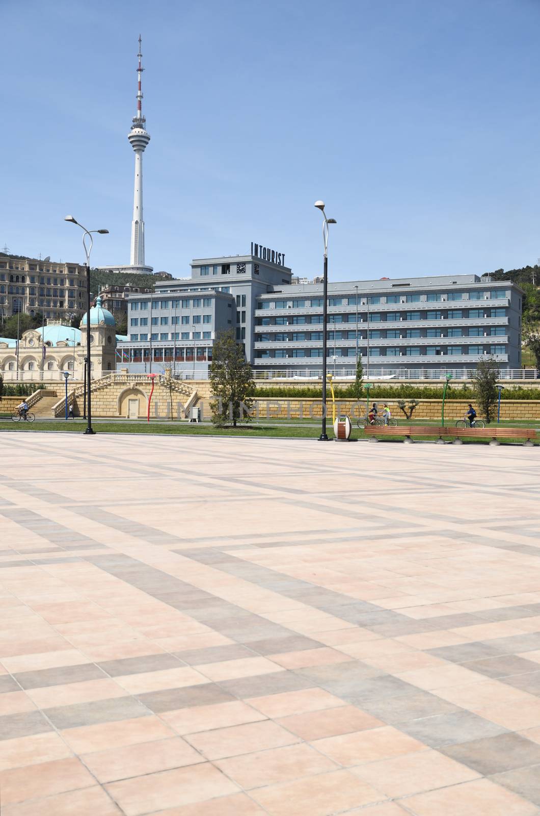 The Baku television tower and hotel built in Soviet times by moviephoto