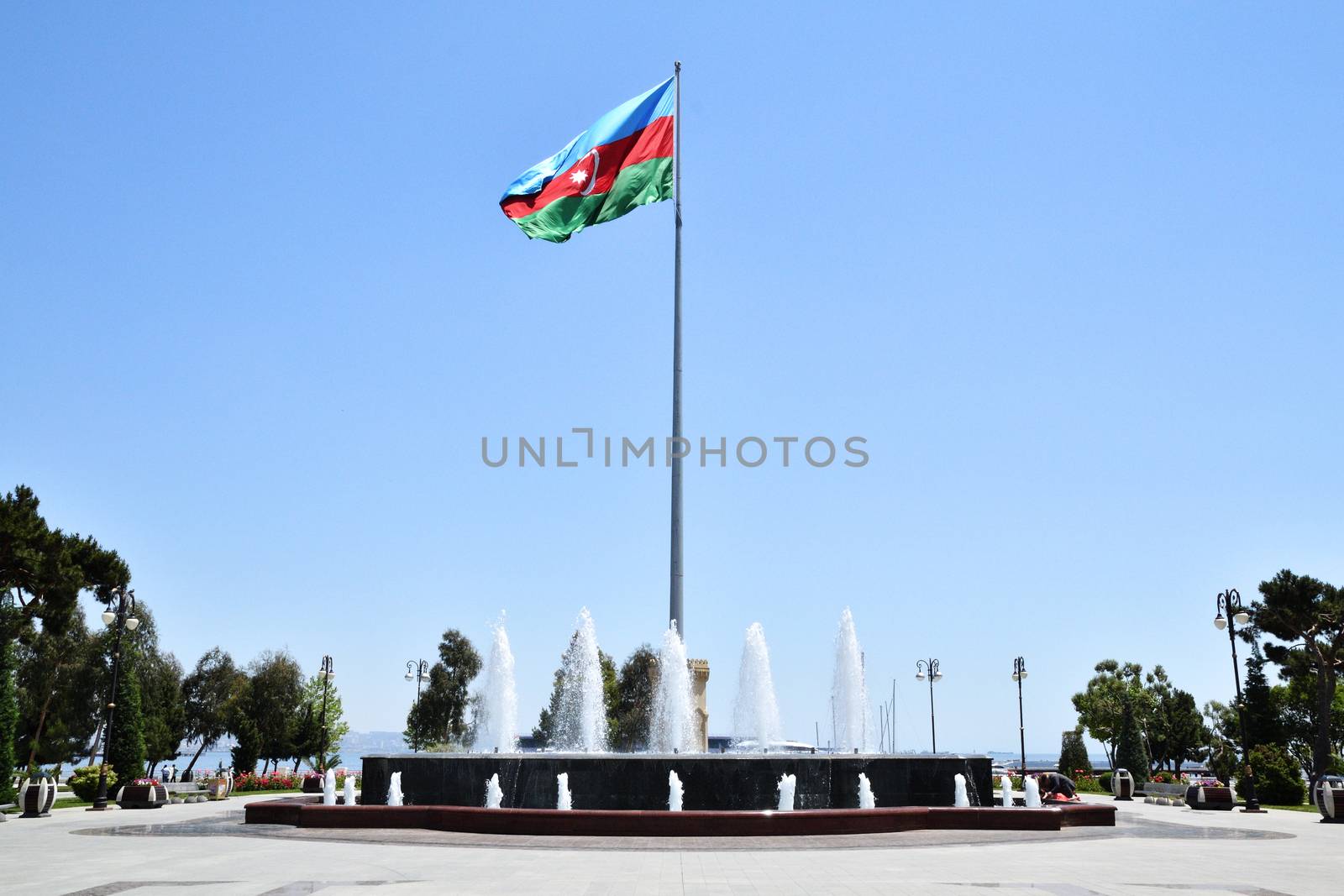 The flag of the Republic of Azerbaijan is one of the official st by moviephoto