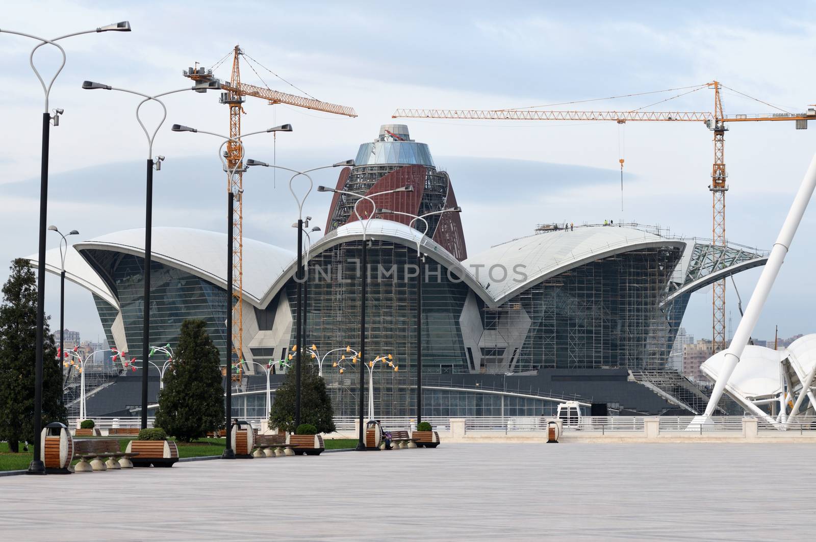 Under construction mall the Caspian Waterfront,Baku,Azerbaijan by moviephoto