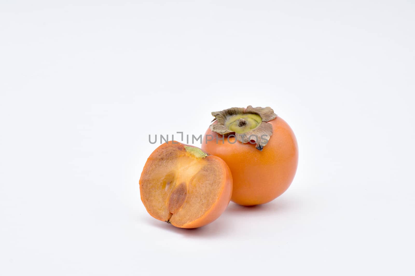 Persimmon,southern fruit of orange-red color,sweet and astringent to taste.