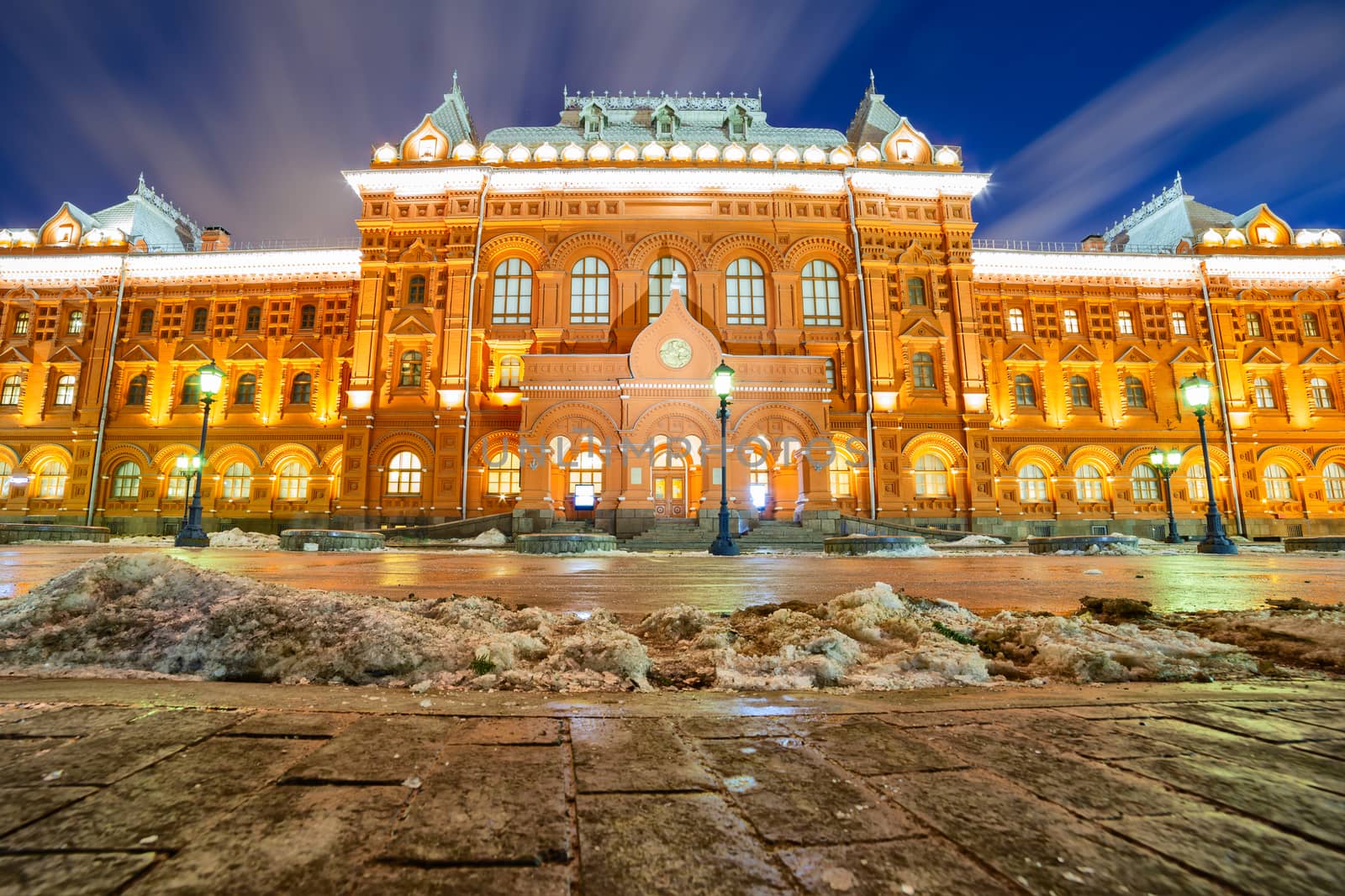 Museum of the Patriotic War of 1812 in Moscow Russia, at dusk, during winter