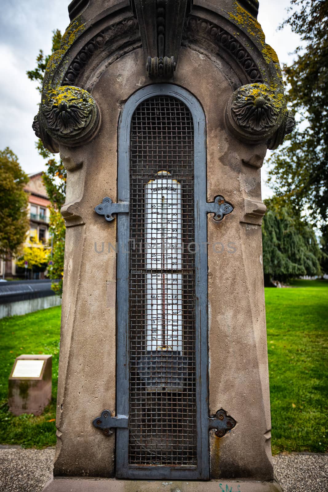 Colmar vintage thermometer in public park