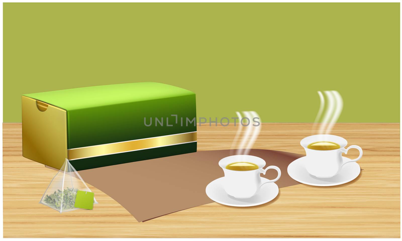 mock up illustration of tea bags pack on table by aanavcreationsplus