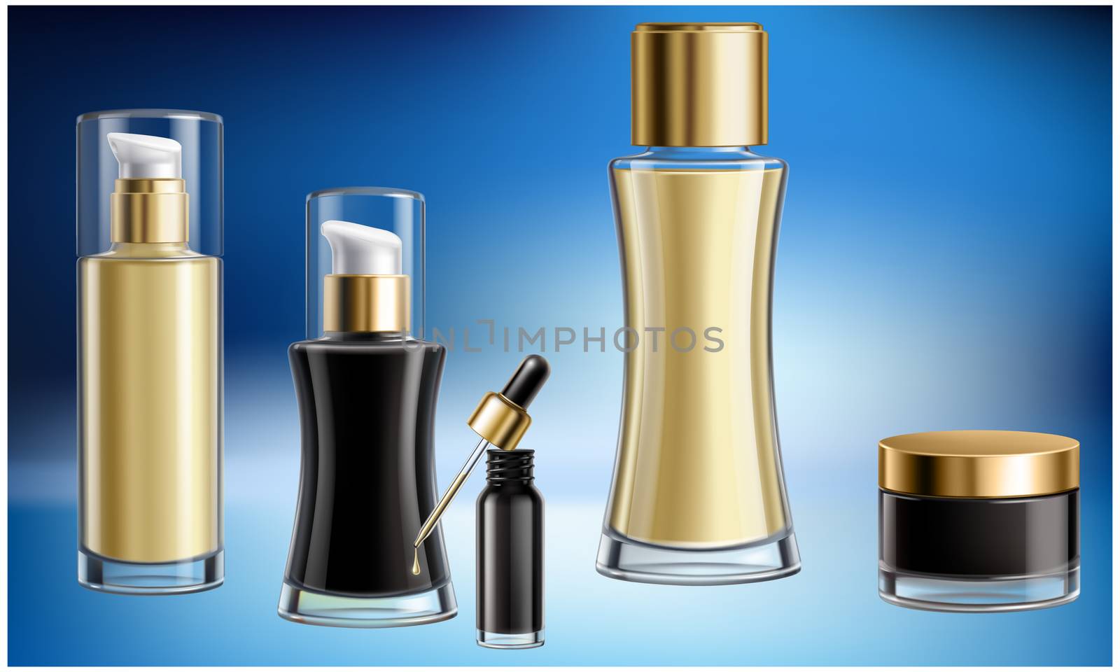 mock up illustration of female cosmetic collection on abstract background