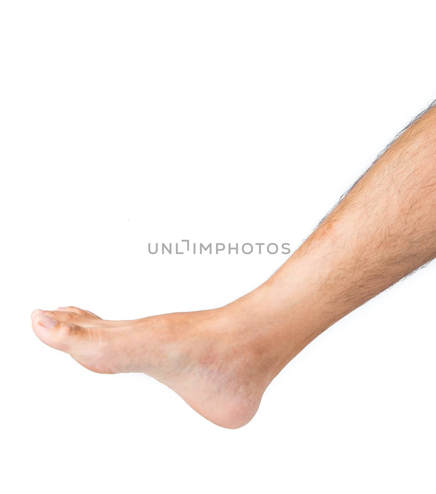 man leg isolated on white background