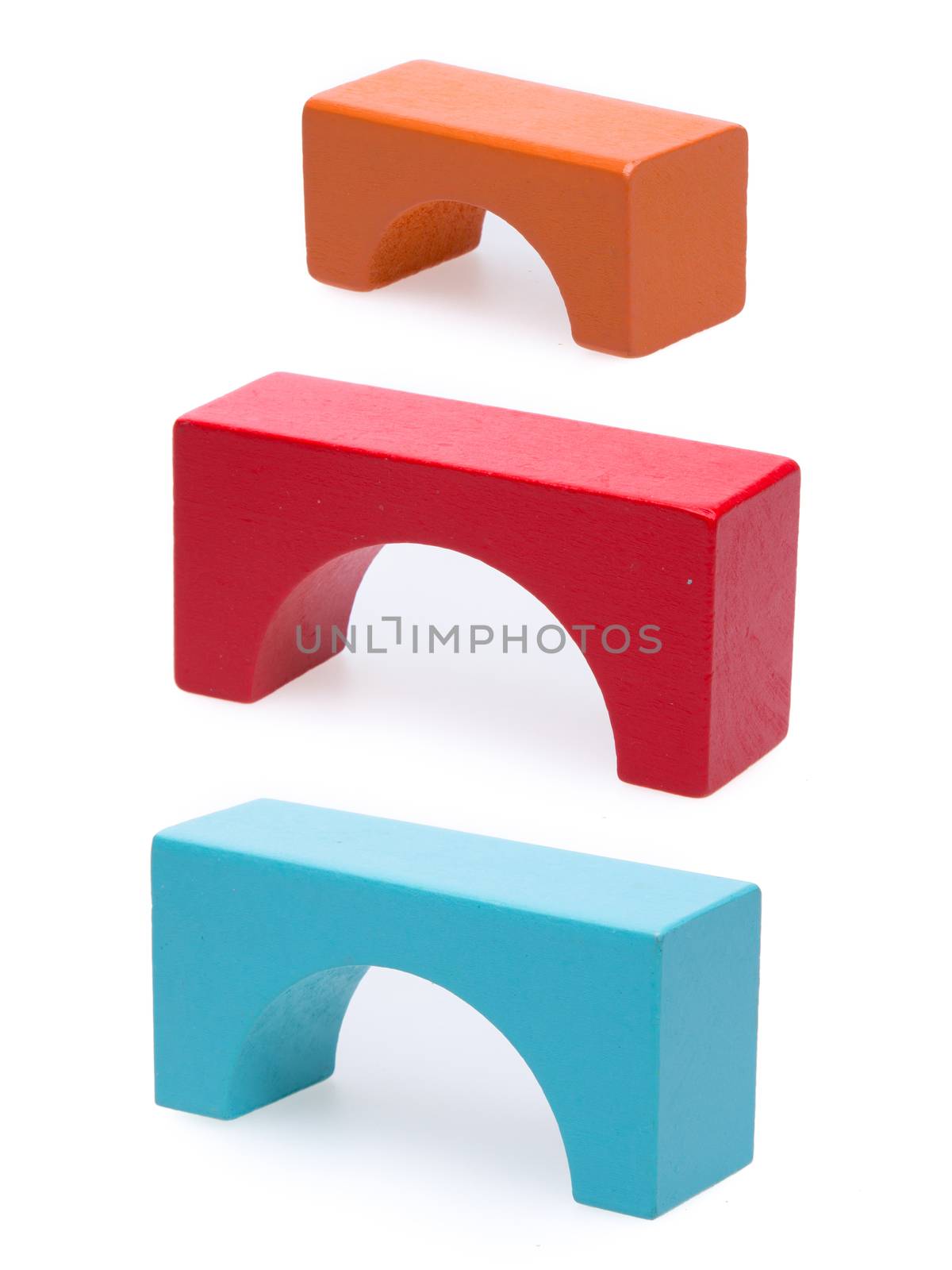 Wooden building blocks isolated on white background by tehcheesiong