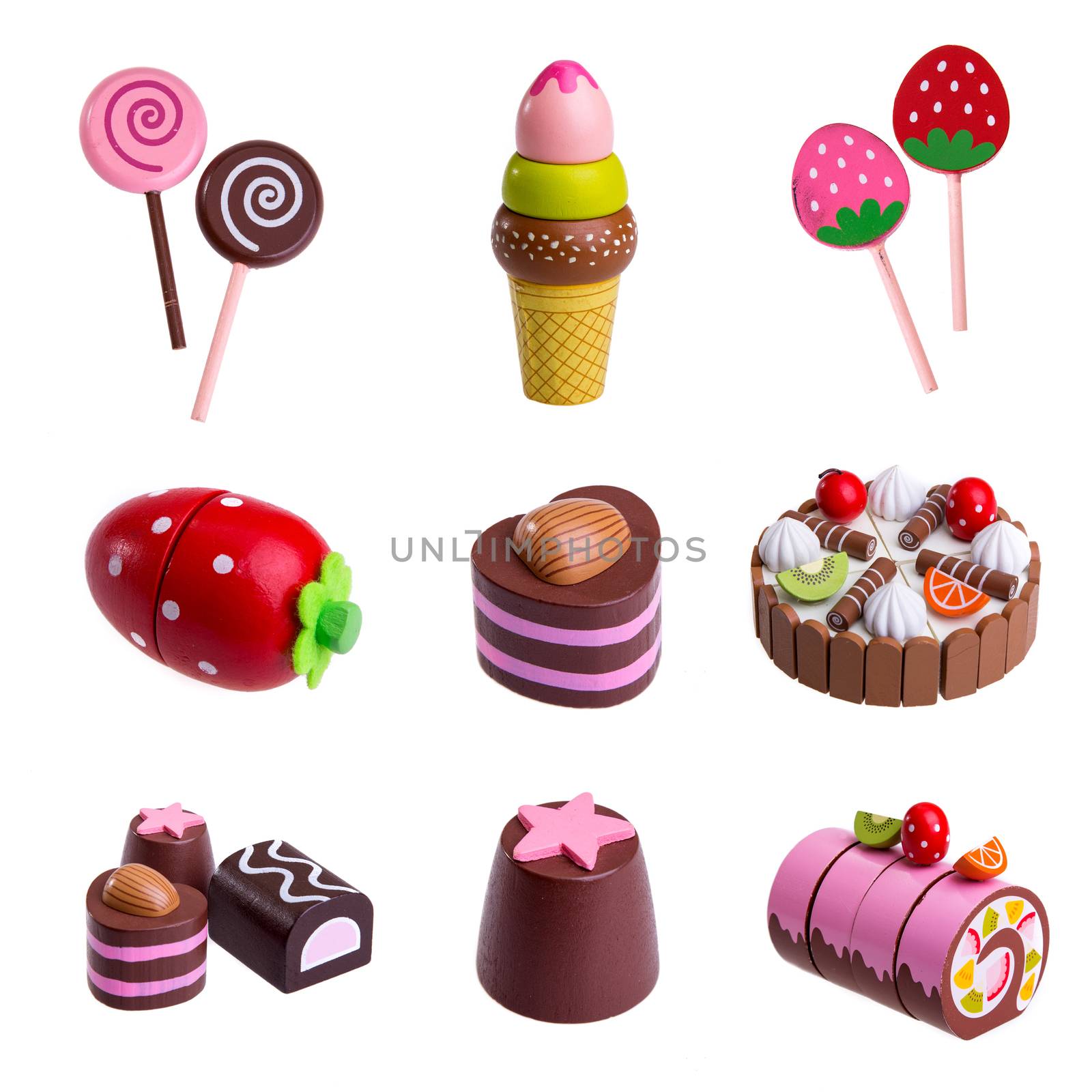 rubber food toys isolated on white background