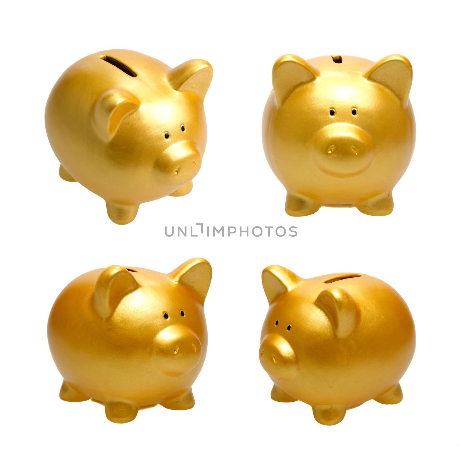 Golden Piggy Bank isolated on white background