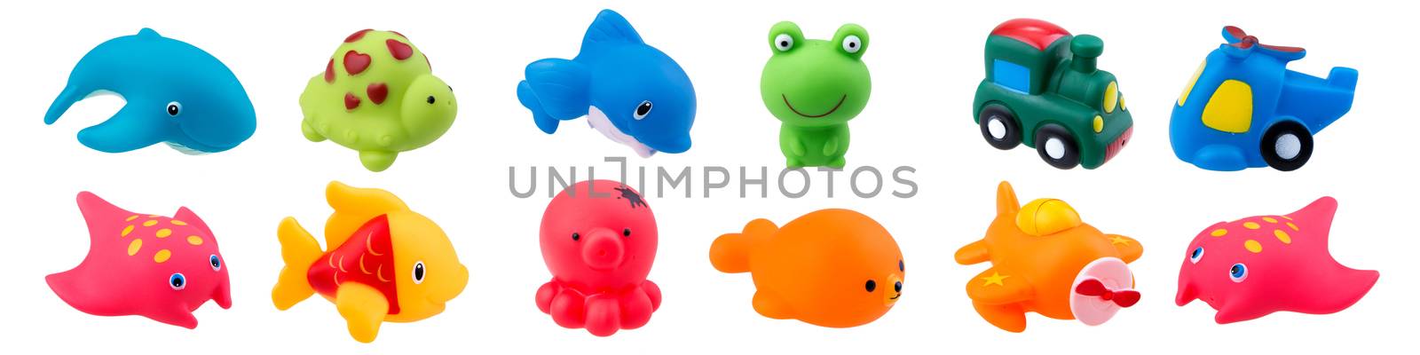 bath toys isolated on white background