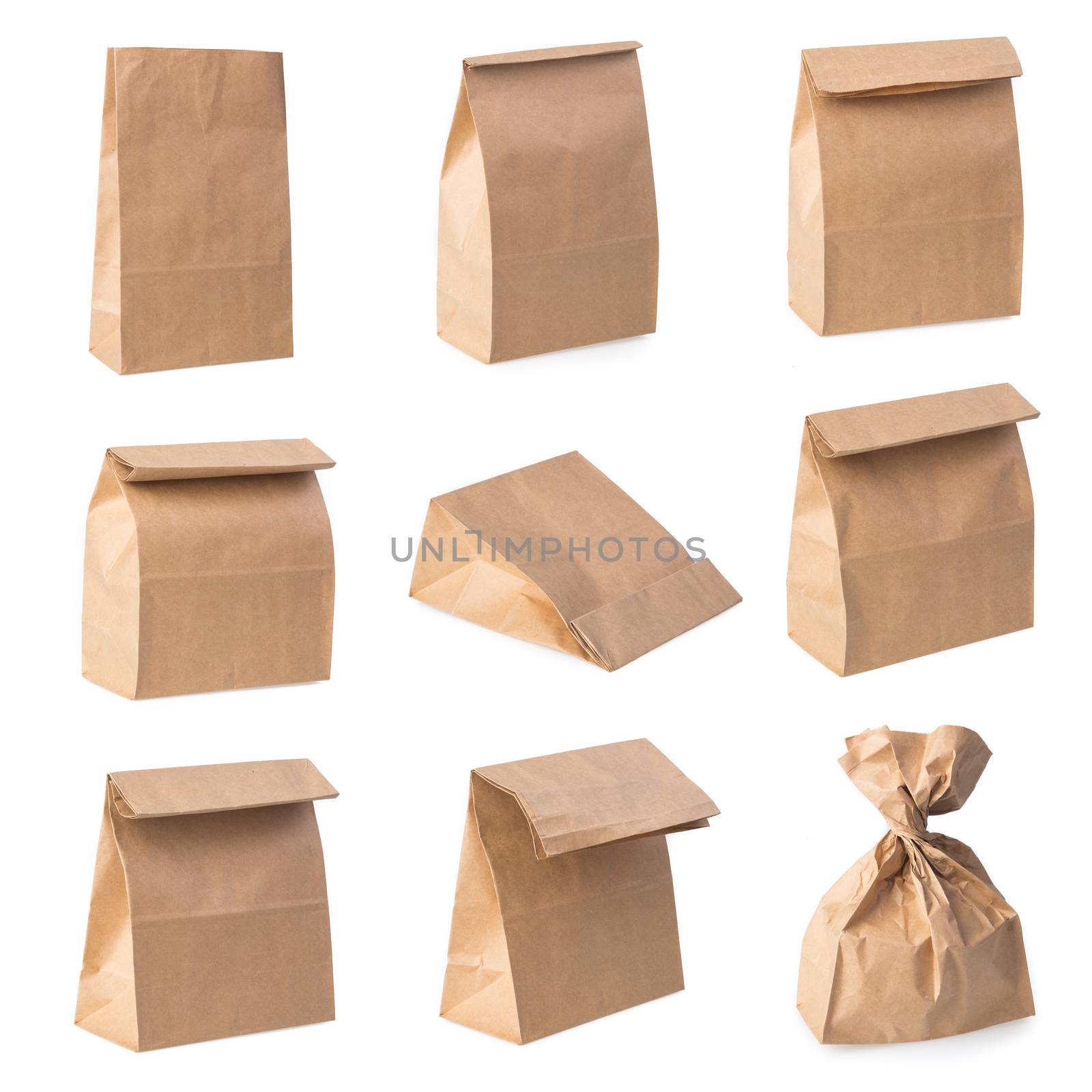 brown paper bag on white background by tehcheesiong