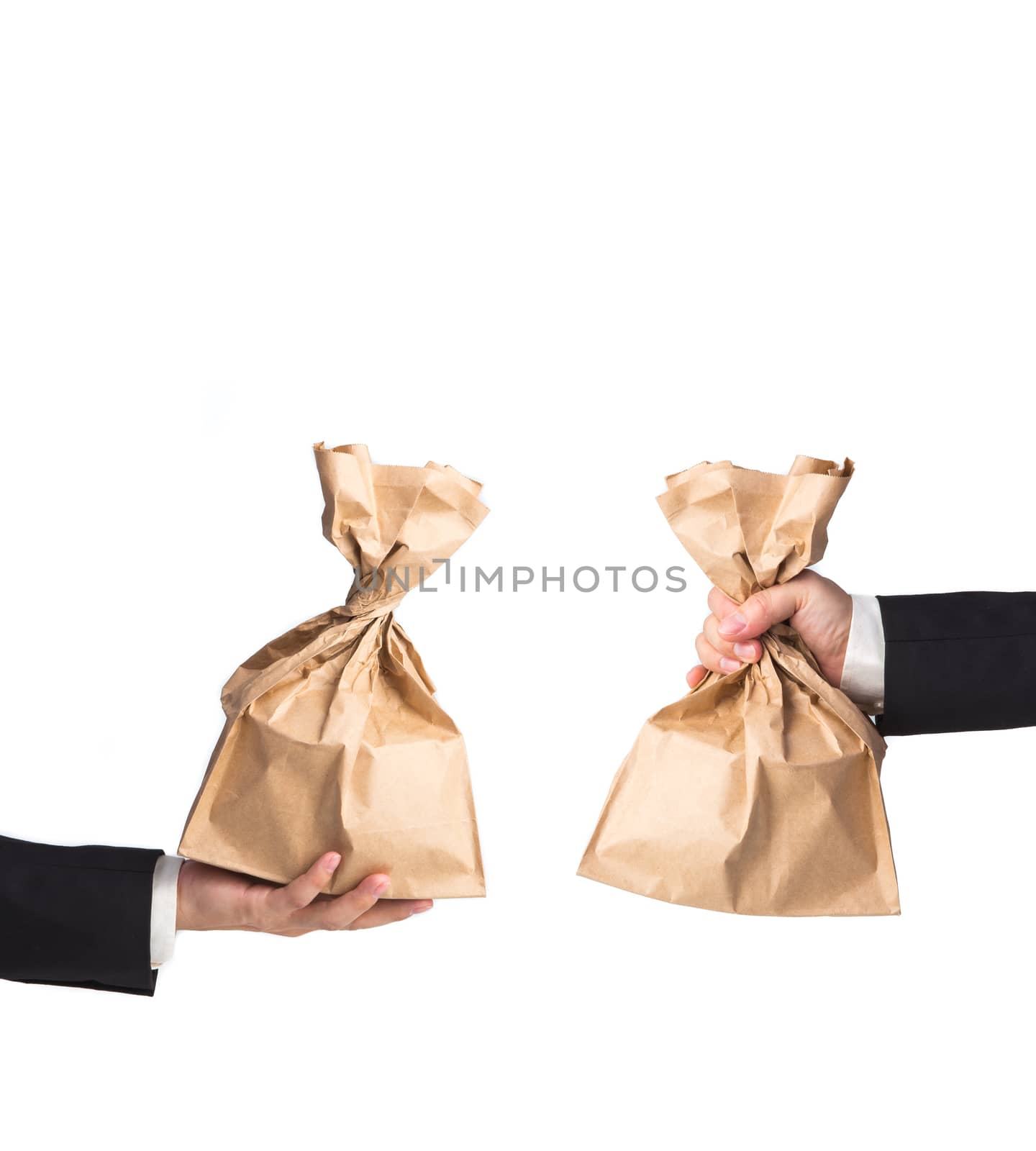 Man holding a brown paper bag by tehcheesiong