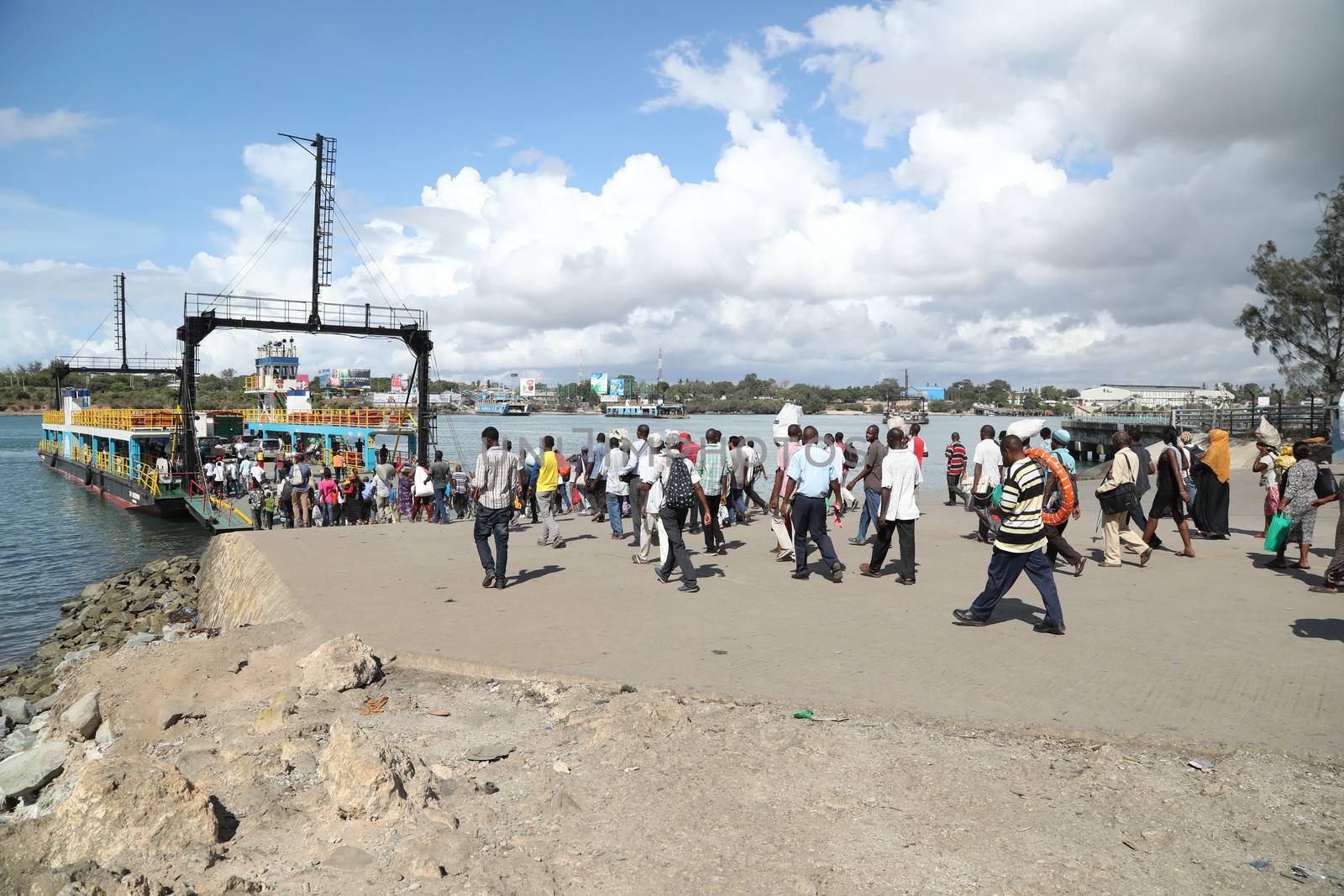 Ferries Crossing The New Harbor Of Mombasa, Kenya