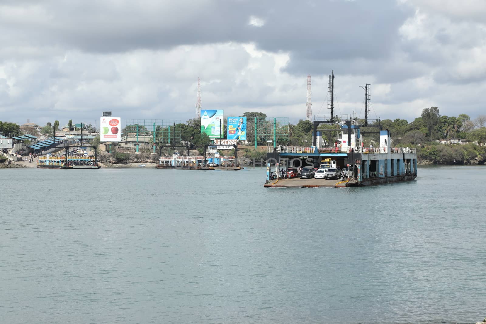 Ferries Crossing The New Harbor Of Mombasa, Kenya