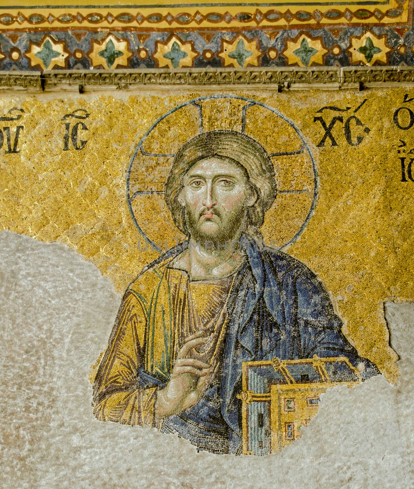 A 13th century Byzantine mosaic of Jesus Christ at the Hagia Sophia, Istanbul.  