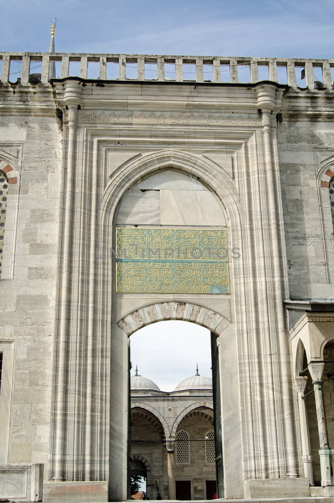 Entrance arch to a courtyard at Istanbul's Blue Mosque, Sultan Ahmet Camii.  