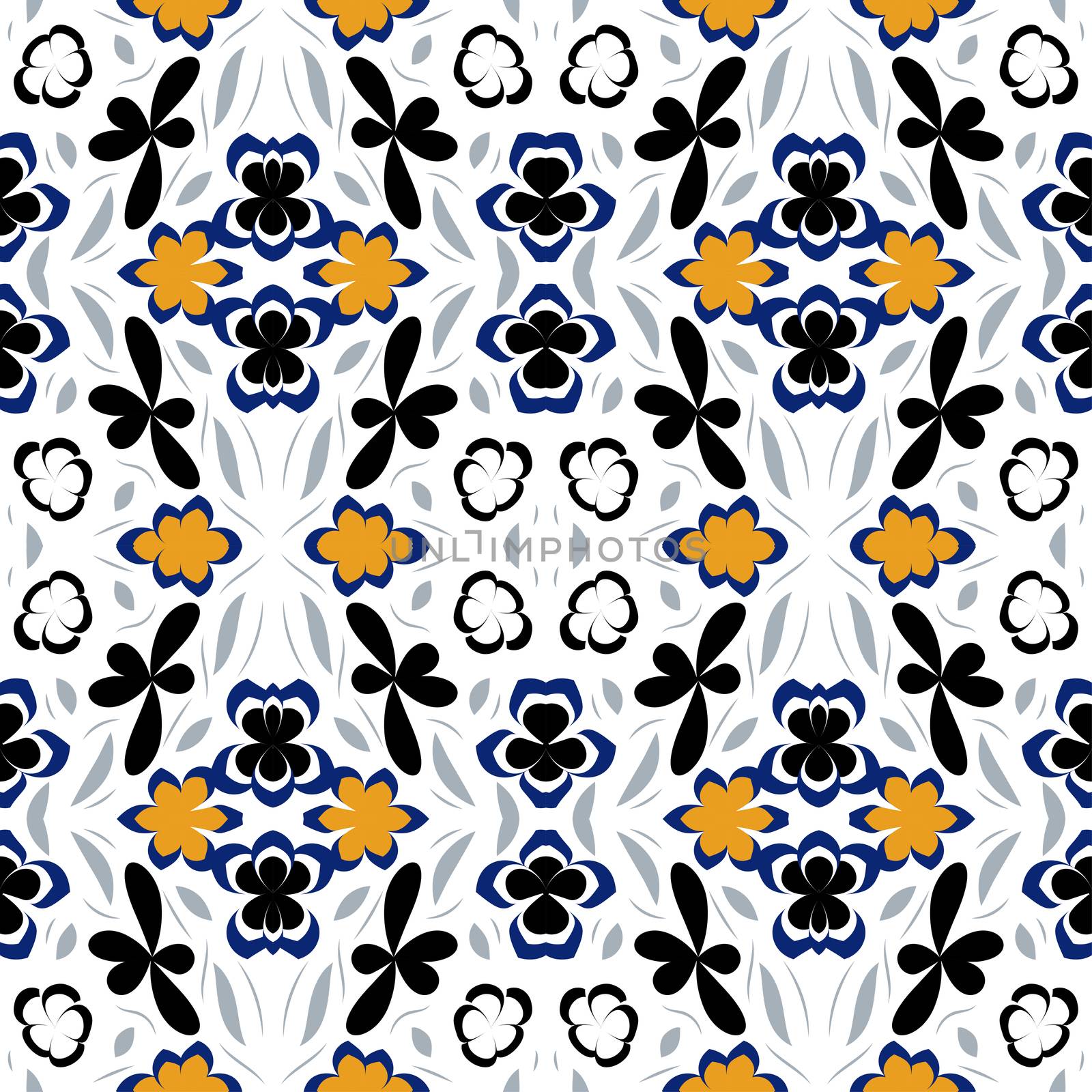 Vector seamless texture with abstract flowers. Endless background. Ethnic seamless pattern. Vector backdrop. Bright pattern. Summer template. Use for wallpaper,pattern fills, web page background