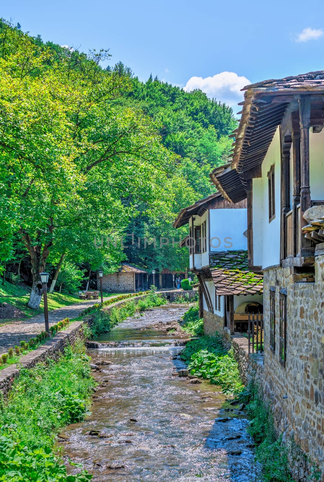 River Yantra in the Etar Architectural Ethnographic Complex in Bulgaria on a sunny summer day