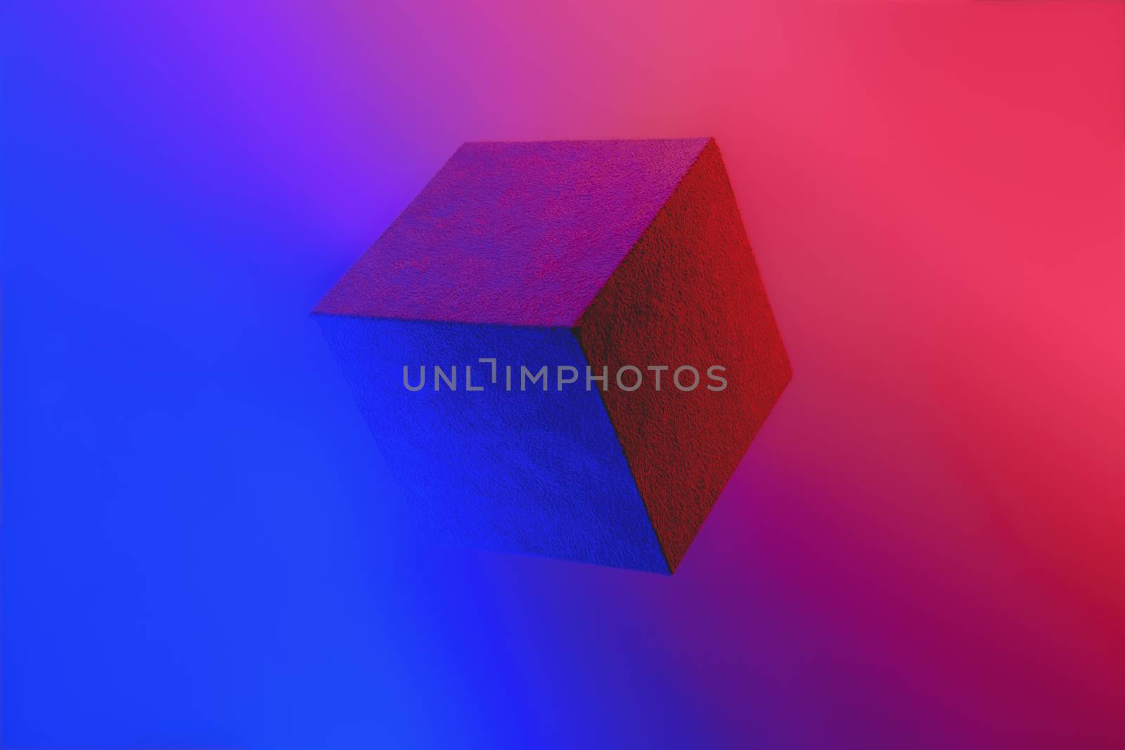 Geometric cube figure in vibrant neon colors. by photoboyko
