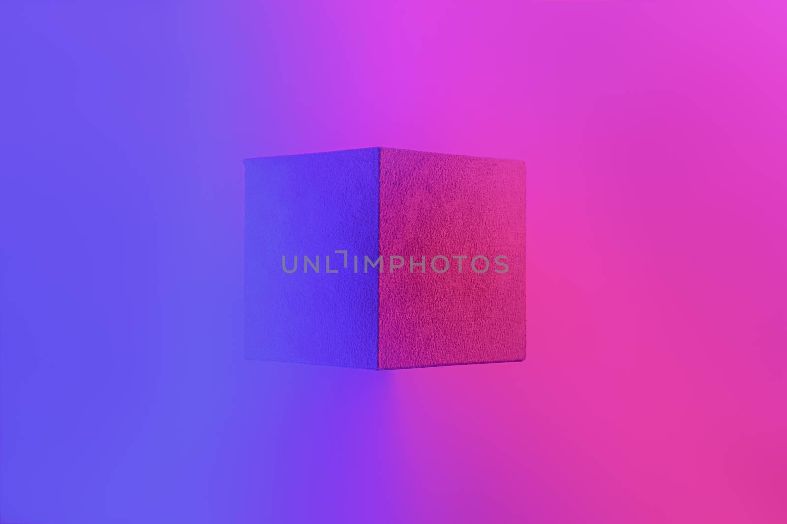 Geometric cube figure in vibrant neon colors by photoboyko