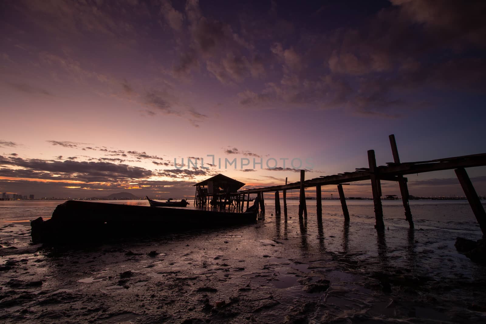 Dramatic sky at fisherman dove jetty at Jelutong, Penang.