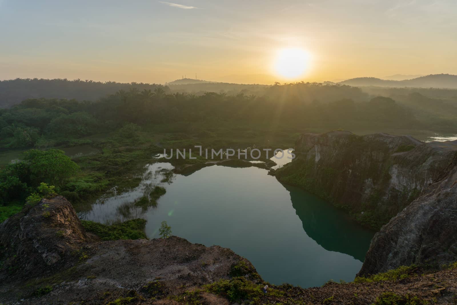 Morning at the amazing lake at abandoned mine near Guar Petai.