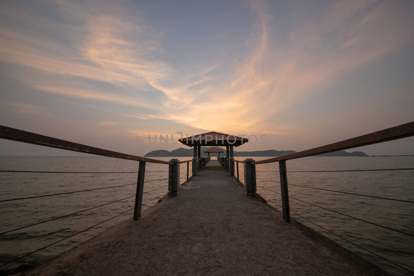 Jetty Batu Musang, Penang, Malaysia during magnificent sunset.