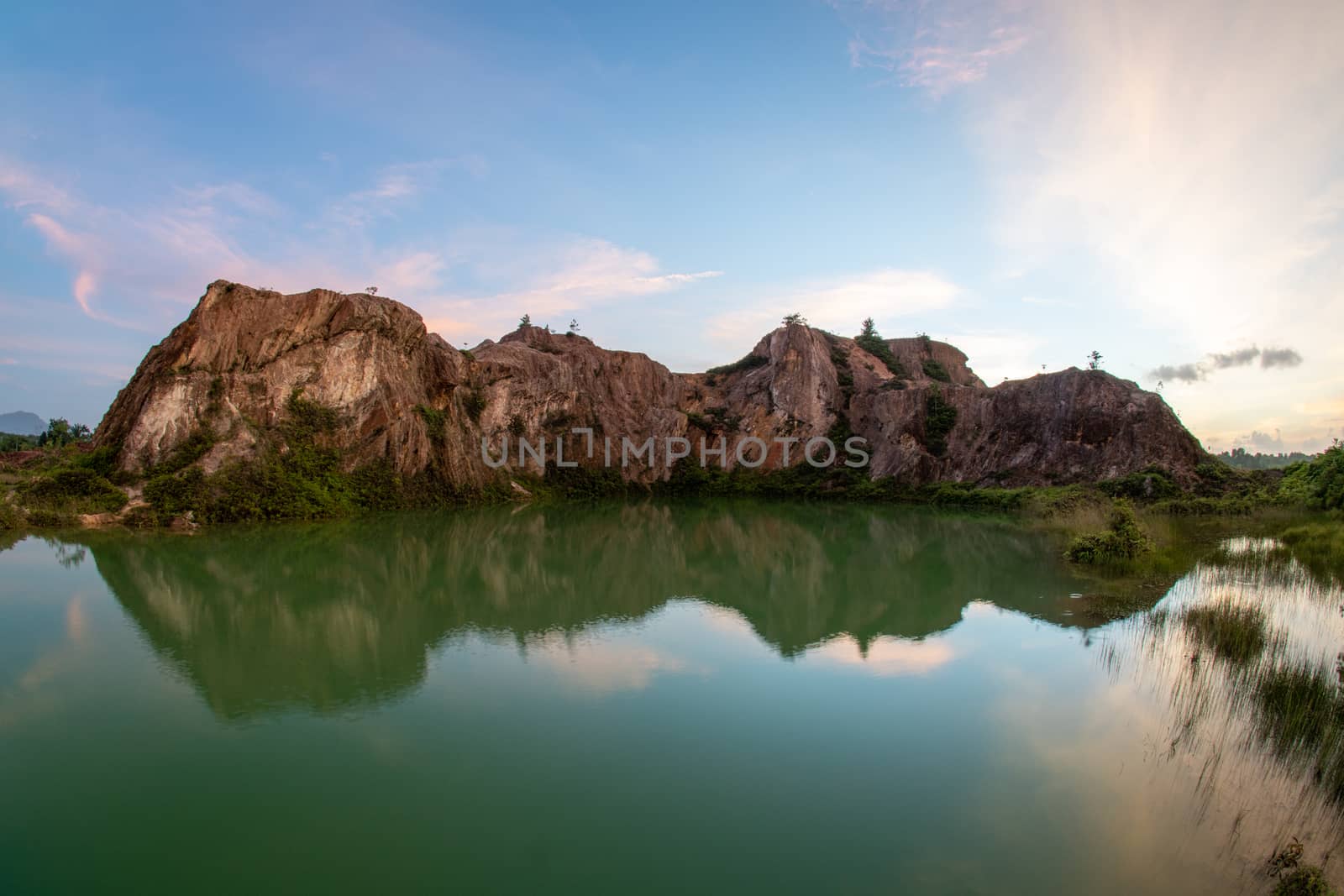 Hidden gem breathtaking scenery at abandoned mine site at Guar Petai, Penang, Malaysia.