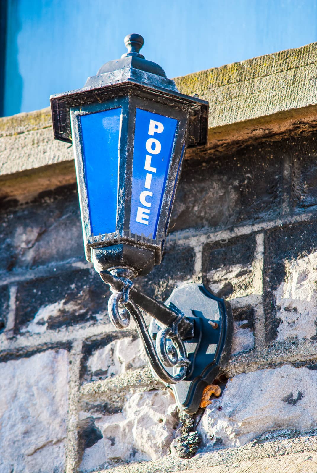 Old police station sign attached to wall in Milnthorpe Cumbria UK