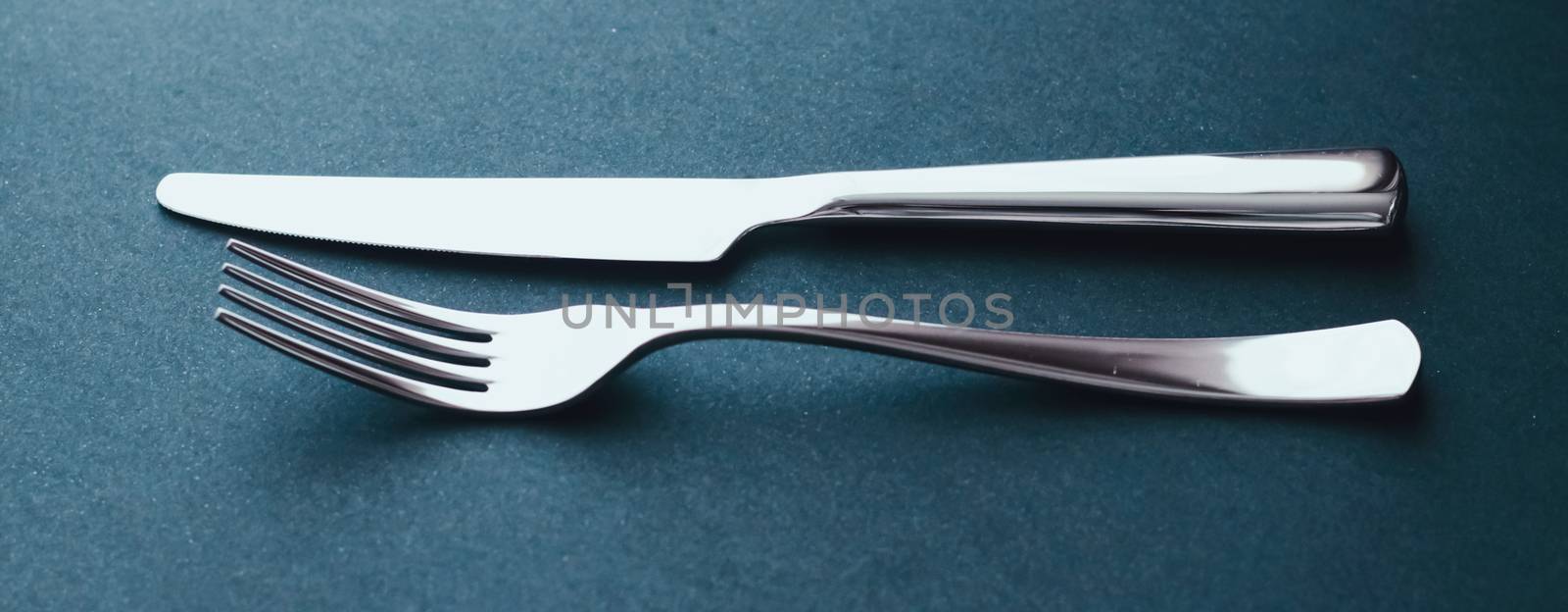 Fork and knife, silver cutlery for table decor, minimalistic design and diet by Anneleven