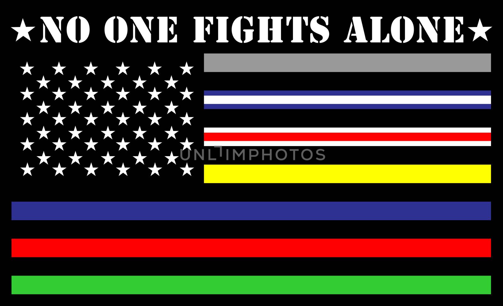 no one fights alone united states of america thin lines flag
