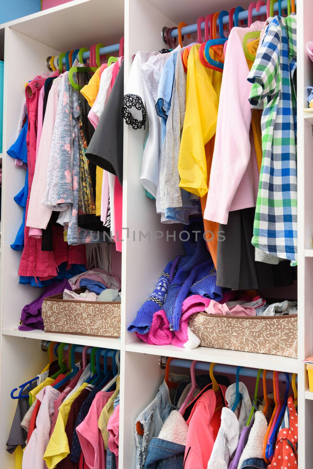 Storage of baby items in a home closet