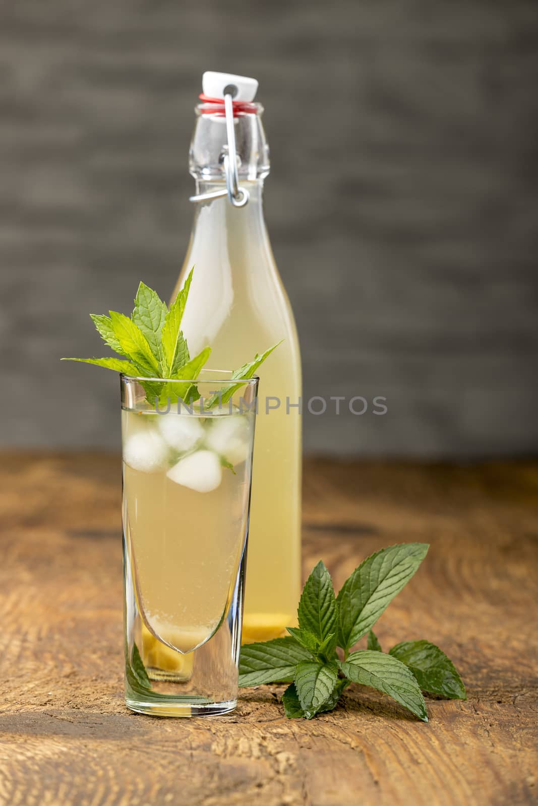 homemade ginger lemonade with mint leaves