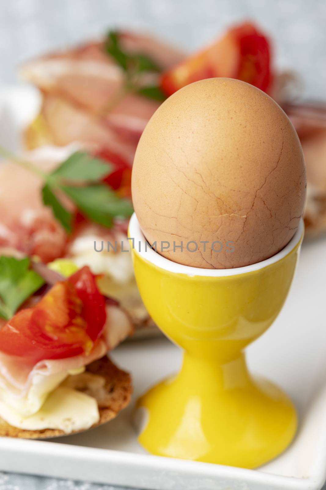 egg in an egg cup for breakfast