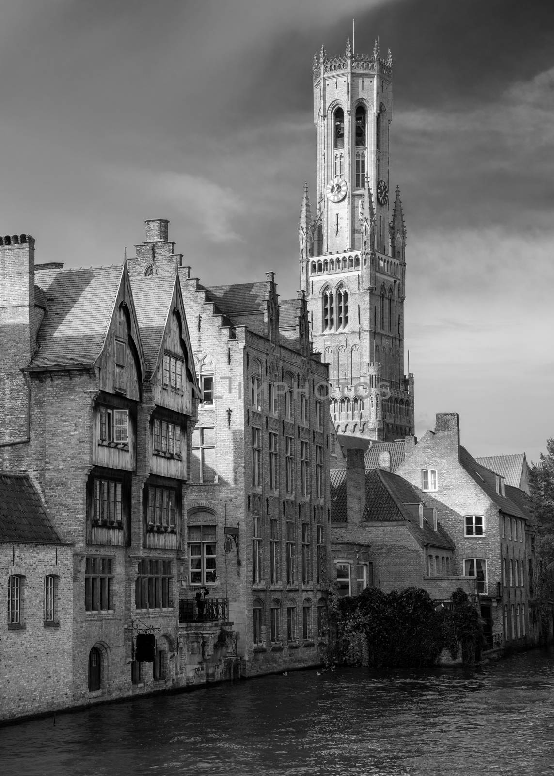 Historic buildings along the canals of Bruges, Belgium