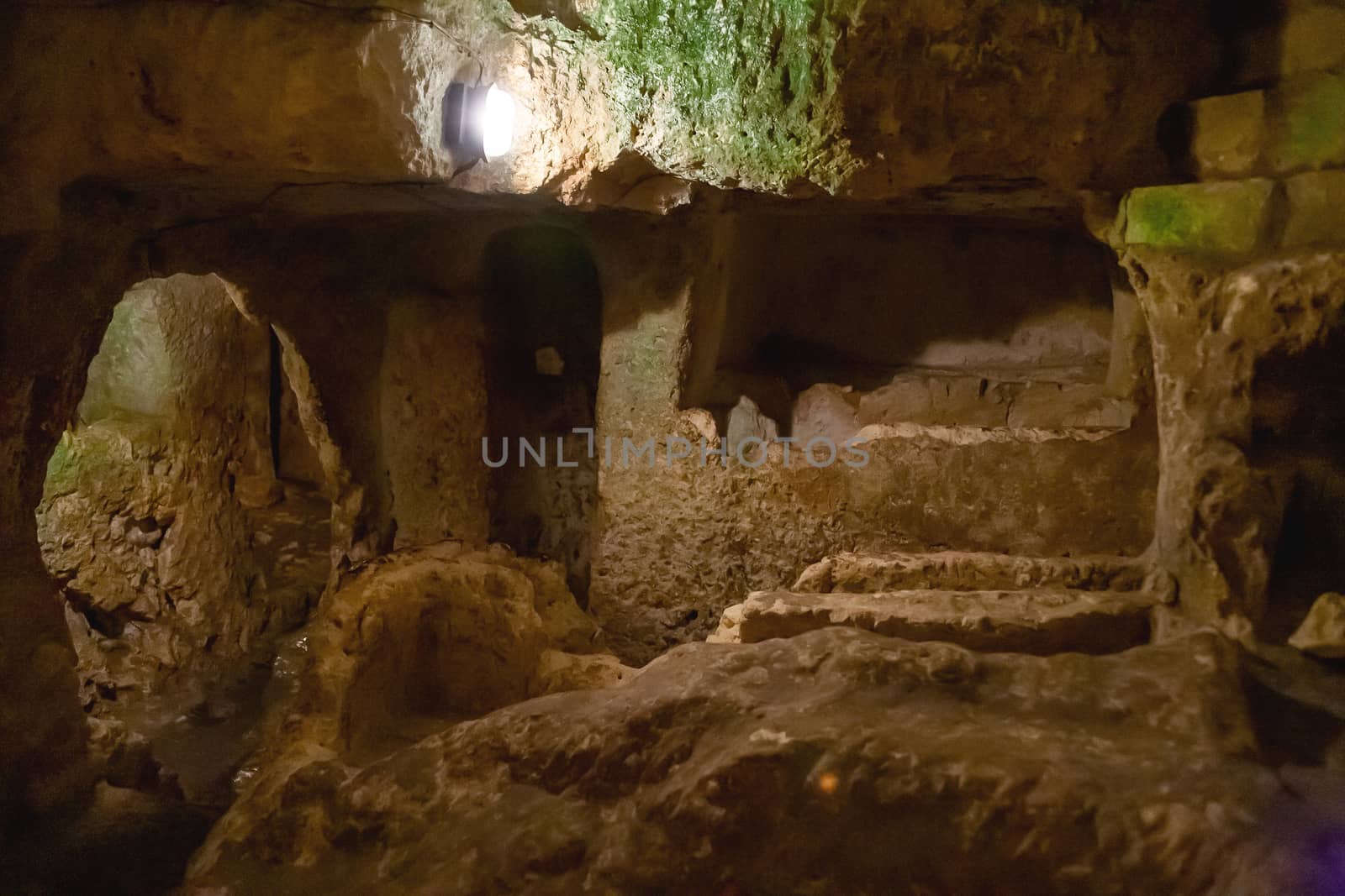 Ancient christian cemetery catacombs of Saint Paul. Famous historical landmark in Rabat, Malta. by aksenovko