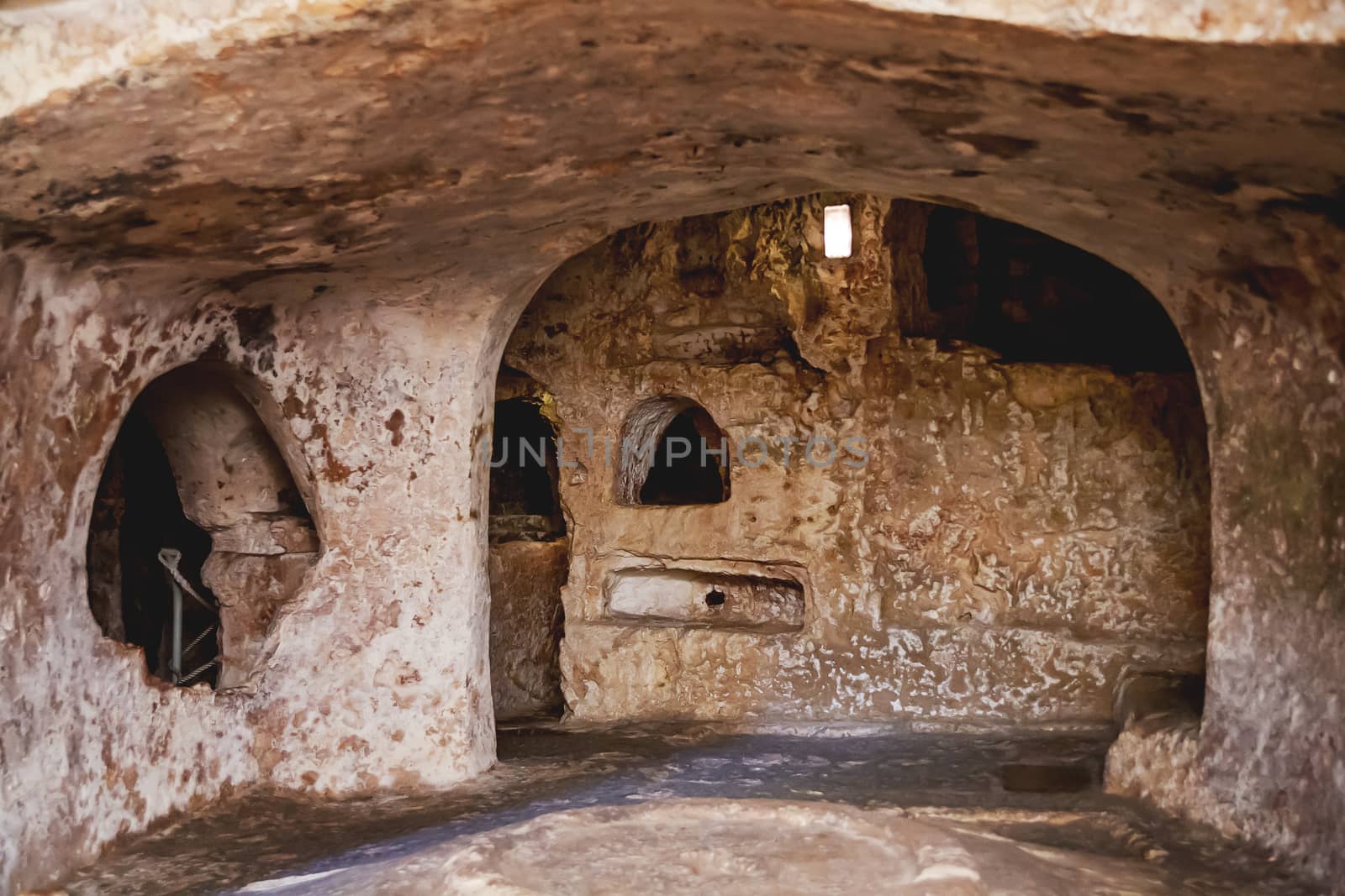 Ancient christian cemetery catacombs of Saint Paul. Famous historical landmark in Rabat, Malta. by aksenovko