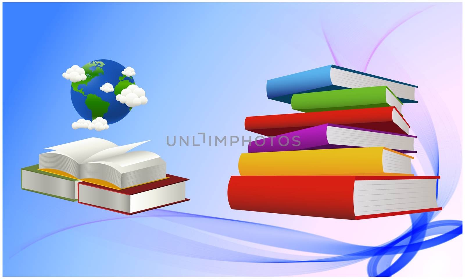 set of books on abstract background by aanavcreationsplus