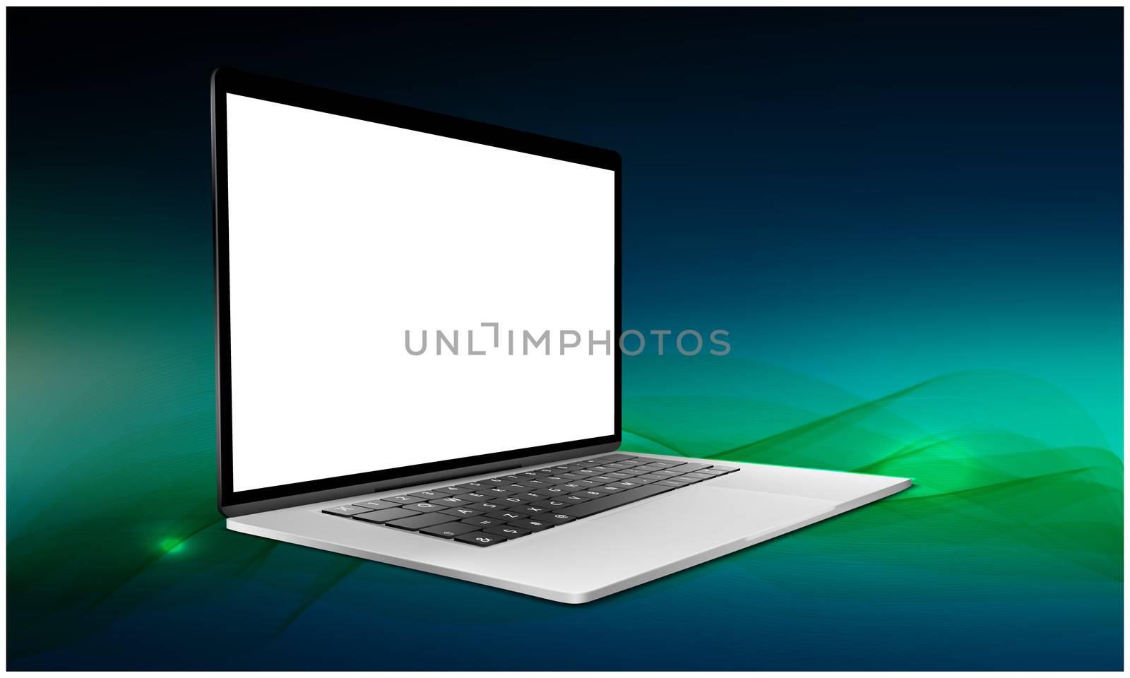 mock up illustration of laptop on abstract background