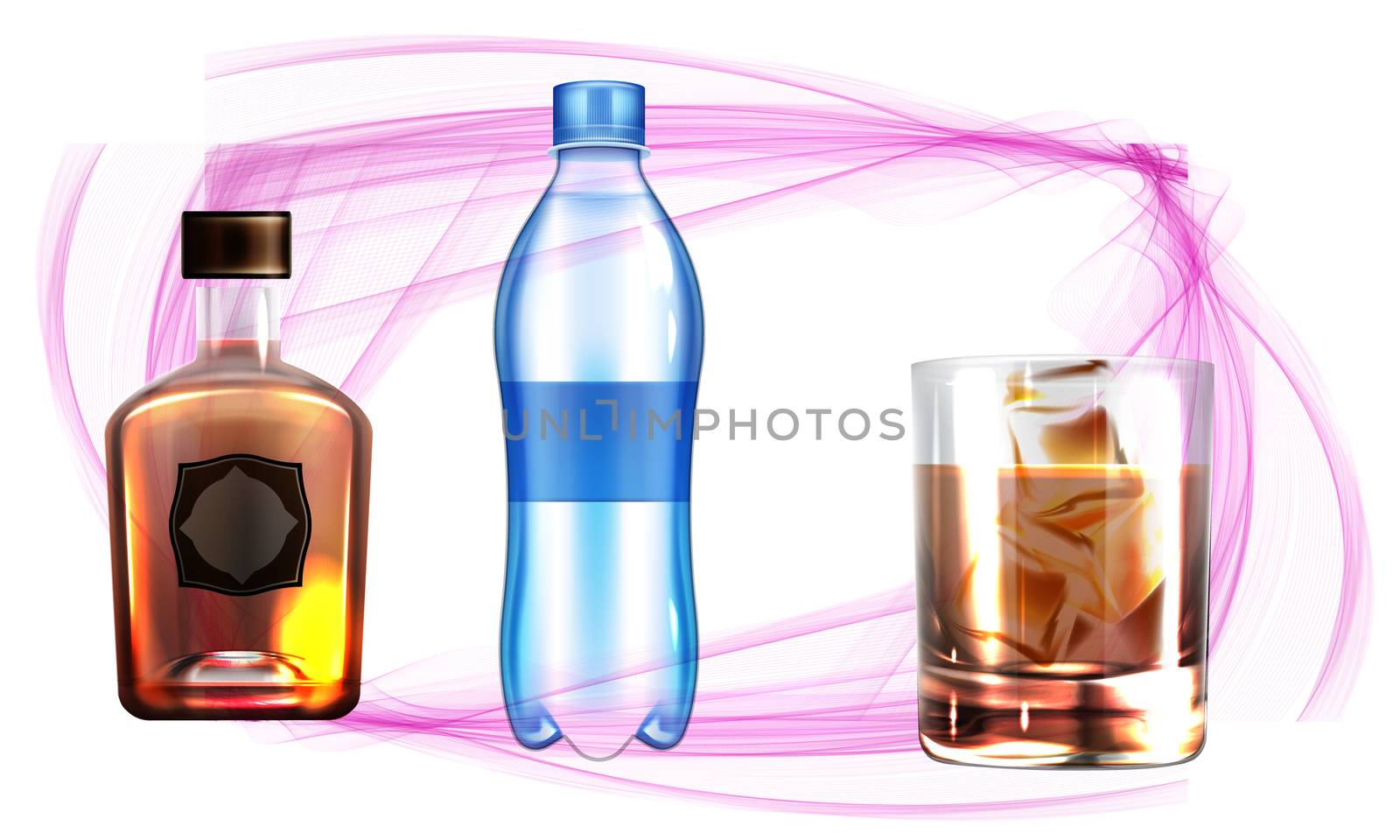 mock up illustration of party drink set on abstract background