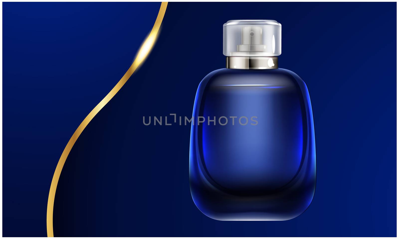 mock up illustration of male perfume on abstract dark background